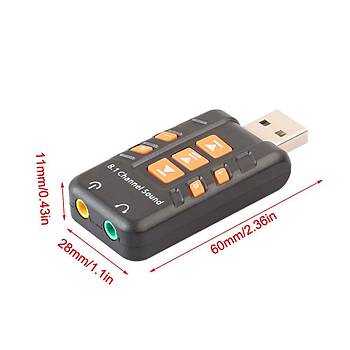 USB Ses Kartý 8.1 Kanal Sanal CH 3D Ses Adaptörü Amplifikatör 