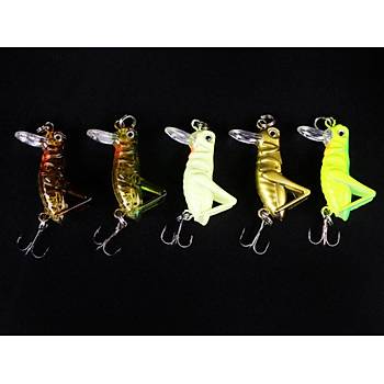 PROFISHER 5 Renk Set 1 Kanca Sahte Yem 3 gr 4 cm Grasshopper