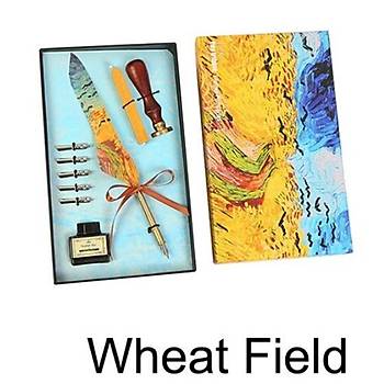 Van Gogh Wheat Field Divit Kalem Mum Mhr Kaligrafi Seti