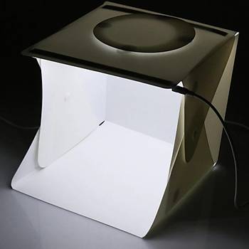 Lightbox Mini Katlanır 2 Led Işık Fotoğraf Stüdyosu Üstü Delikli