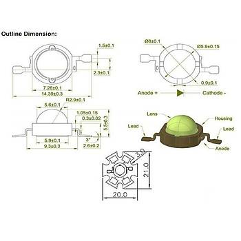 UV 3W ULTRAVİOLE Chip PCB LED 400-405nm