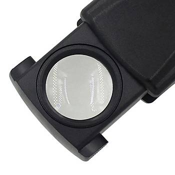 30X LED Işıklı Sürgülü Büyüteç Mini Cep Takı Mikroskop 21mm Lens