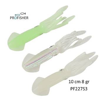 PROFISHER 3 Renk Set Silikon Sahte Kalamar Fosforlu Yem 10 cm 8 gr 