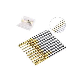 PCB Mini Karbür Freze Kesici 0.8-3.175mm 10 lu Set 3.175mm Shank
