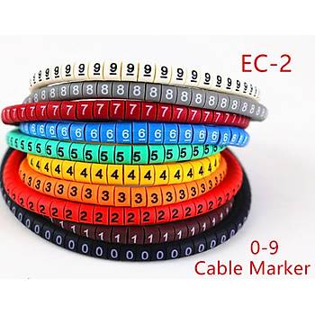 EC-2 Boyutu 2.3 ~ 4.2 sqmm Renkli Kablo Tel İşaretleyici Numaratör 200 adet
