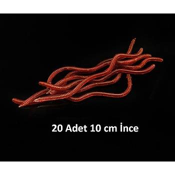 PROFISHER 20 Adet Silikon Yapay 10cm nce Solucan Sahte Yem 