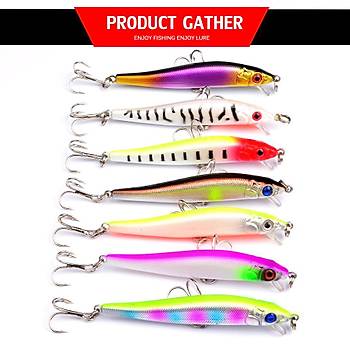 7 li Set Sert Yapay Balk Yem 3D Gzler 7,8cm 5,4mm