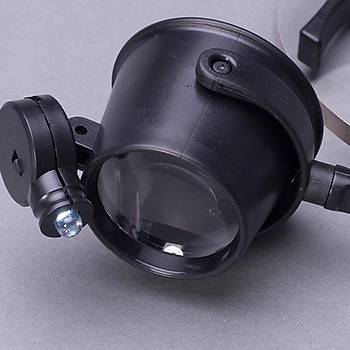 Kafa Büyüteç x15  LED Işıklı Monoküler Kuyumcu Saatçi Tamir Göz Lens