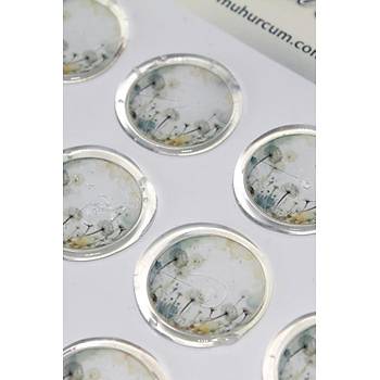 Mühürcüm 12 Adet Hazır Kendinden Yapışkanlı Çiçek Karahindiba Sticker Mühür KYSM108