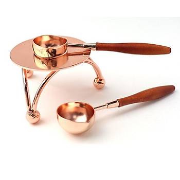 Armut Ağacı Ahşap Saplı Mum Mühürü Eritme Kaşığı Rose Gold