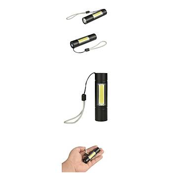 USB Şarjlı Parlak EDC LED Fener 1518 XPE+COB 1000lm 3Mod XANES