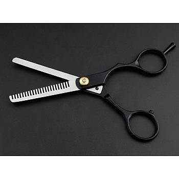 16 cm Paslanmaz Çelik Siyah Renk Saç Kesim Makas Set Düz makas ve 28 Diş Makas 