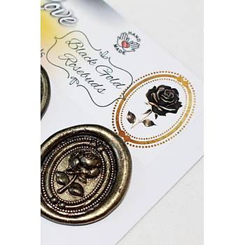  M�h�rc�m Black Gold Rosebuds 12 Adet 3D Haz�r Kendinden Yap��kanl� Sticker M�h�r RM2110
