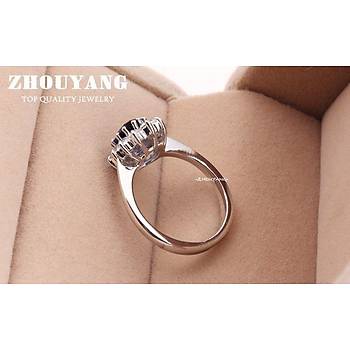 SAF�R 18K BEYAZ ALTIN KAPLAMA KR�STAL Y�Z�K