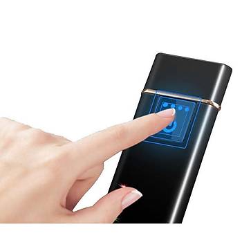 Alevsiz Çakmak Parmak İzi Dokunmatik Sensör Led Gösterge USB Şarjlı Süper-ince 