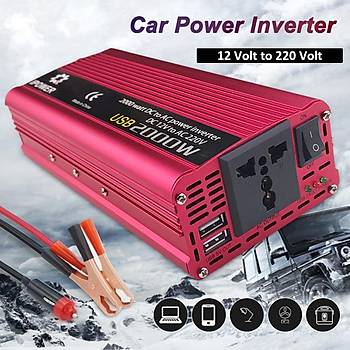 ift USB 2000W 12V to 220V G nvertr arj Dntrc Adaptr 