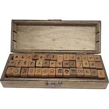 Set Damga Kiti Küçük Harf Ve Sembol Ahşap Kutu Kasa