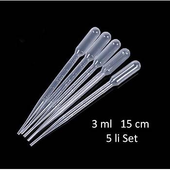 3 ml Damlalk Pastr Damlalk Pipet 5 Adet Set 14.4 cm Tek Kullanmlk effaf PE