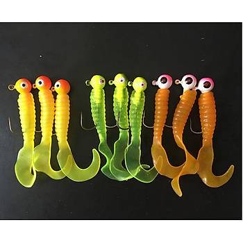 PROFISHER 17 li Set Silikon Jiket İğne Kurşun Kafa Sahte Yem 5 cm 7,5 gr    