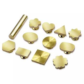 Boş Mum Mühür Pirinç Damga Kafası Petek Şekil 25x28.8mm Gold