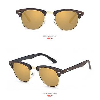 UV 400 Unisex Güneş Gözlüğü Polikarbon Mercury Lens Bambu Sarı Çerçeve  