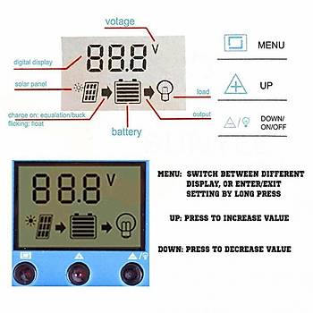 PWM 30A Solar �arj Reg�lat�r� 12V 24V LCD Ekran �ift USB