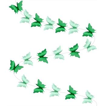 D���n Do�um G�n� Parti Dekoru Ka��t Kelebek Dizesi Degrade Ye�il