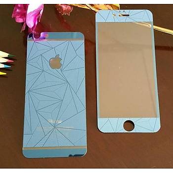 iPhone 5 5S İçin Ön/Arka Mirror Aynalı 3D Ekran Koruyucu Tamperli Cam Gümüş Renk