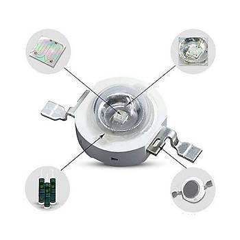 3W UV Boncuk Power Led 405-410nm 700 mAh Ø 8mm 3.2-3.4V 