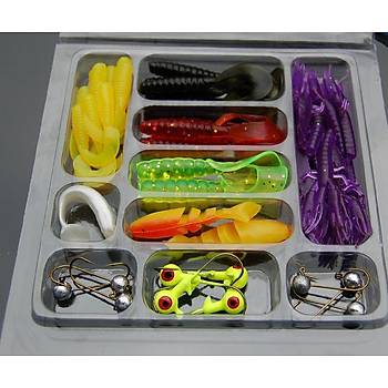 PROFISHER 45 li Set Silikon Jiket İğne Kurşun Kafa Sahte Yem Set