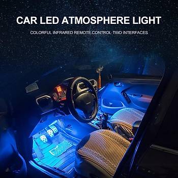 Araç İçi Atmosfer Taban Işık 4*9 Led Kumandalı Çok Renkli