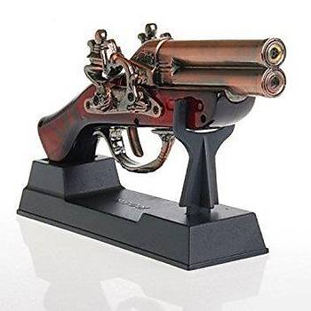Standlı Tabanca Çakmak Çift Namlu Pürmüz Alev Koleksiyon 1800 Modeli