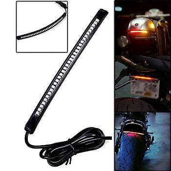 Motosiklet Fren ve Dn Sinyali Plaka 48 LED Ik Esnek Kuyruk erit 50cm Kablo
