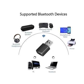 Bt V5.0 Alıcı Verici A2DP AVRCPKablosuz Ses Müzik Adaptörü 3.5mm Aux 3.2Gr
