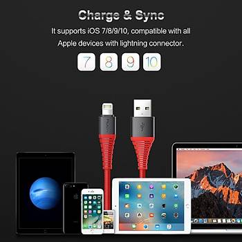 IOS USB Data Senkronizasyon arj Kablosu 2.1A iPhone 8 rgl Kablo 2 Metre