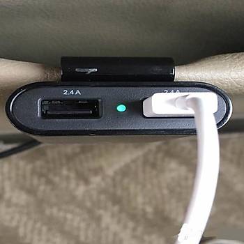38 w 4 Port USB Yolcu Araç Şarj + Uzanan USB HUB Ön/Arka Koltuk