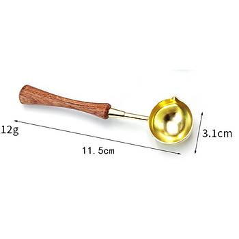 Ahşap Sap Mum Mühürü Eritme Kaşığı Ergonomik Dizayn Gold