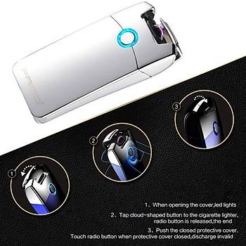 Darbeli Ark Plazma Rüzgar Çakmağı Alevsiz USB Şarjlı Elektrikli Mirror Chrome 