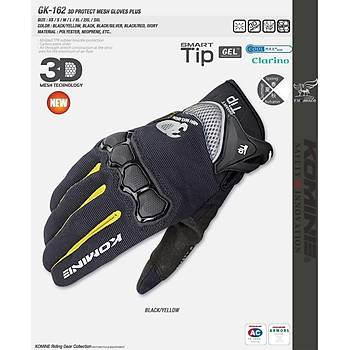 Motorsiklet Yazlk Eldiven KOMINE GK162 3D rg Teknolojisi Sar/Siyah XL 