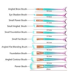 11 li Set Denizkızı Makyaj Kozmetik Fırça Set Güzellik Allık Pudra Kapatıcı Ekipmanları