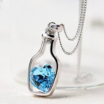 Moda Kristal iedeki Srklenen Kalp Rhinestone Kolye Zincir 