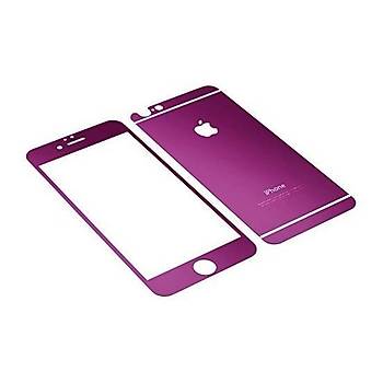 iPhone 6 Plus İçin Ön/Arka Mirror Aynalı Ekran Koruyucu Tamperli Cam Mor Renk