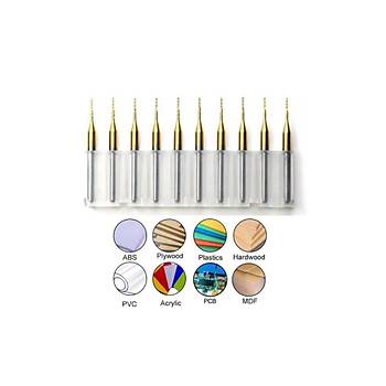 Titanyum Kaplı Tungsten Çelik CNC Freze PCB Kesici 10lu Set 0,5mm