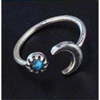 Bohem 7 Parça Arrow Yüzük Turkuaz  Takı Ayarlanabilir Boyut Silver