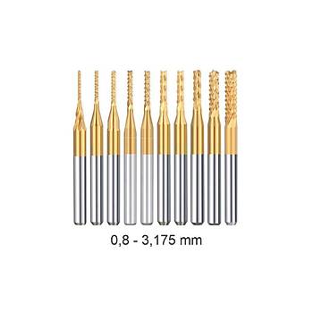 Titanyum Kaplı Tungsten Çelik CNC Freze PCB Kesici 0,5 - 3,175mm