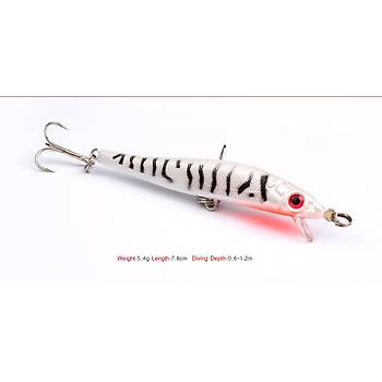7 li Set Sert Yapay Balk Yem 3D Gzler 7,8cm 5,4mm