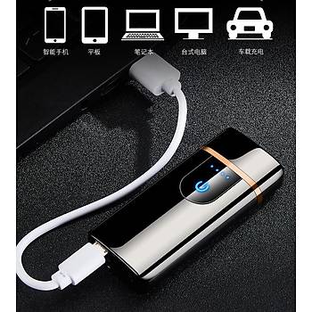 2 in 1 Tesla ve Pürmüz Gazlı Çakmak Dokunmatik Ekran USB Şarjlı 