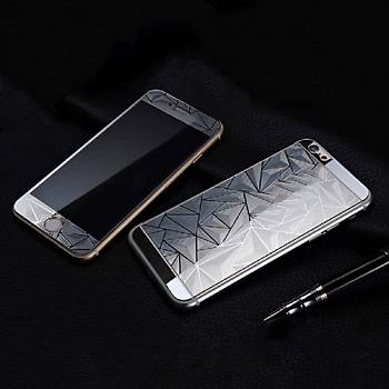 iPhone 6 Plus 6S + İçin Ön/Arka Mirror Aynalı 3D Ekran Koruyucu Tamperli Cam Gümüş Renk