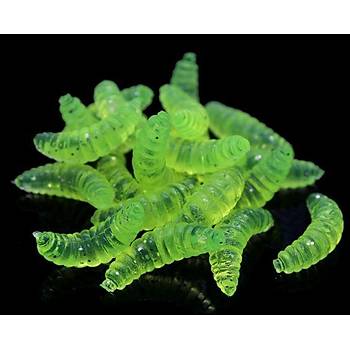 PROFISHER 50 Adet Silikon Sahte Yeşil Kurtcuk Yem 2.0 cm 0,3 gr   