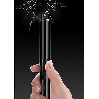 Plazma Ark Metal Çakmak USB Şarjlı Mutfak Kamp Barbekü Soba Mum Sigara 